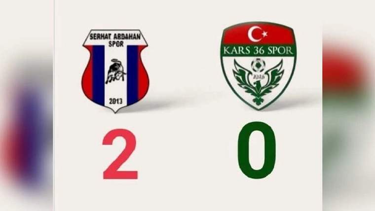 Serhat Ardahan Spor ve Kars 36 Spor'un logosu, skor 2-0 olarak gösteriliyor.