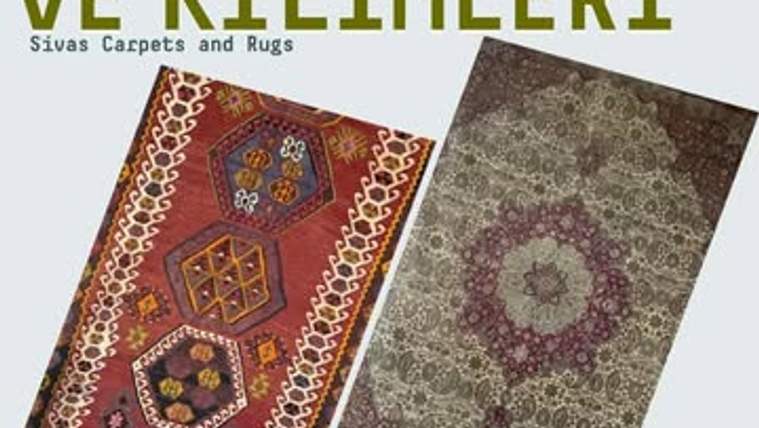 Üst bölümünde “VE KİLİMLERİ” yazısı bulunan afişte, yan yana iki farklı desenli halı görülüyor.