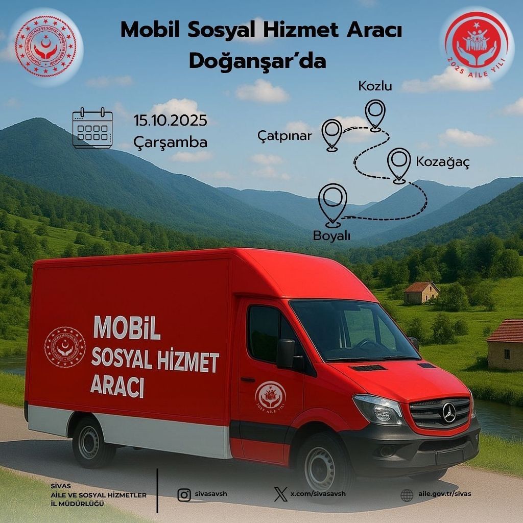 Mobil Sosyal Hizmet Aracı Sivas'ın Dört Köyünde Vatandaşlarla Buluşuyor