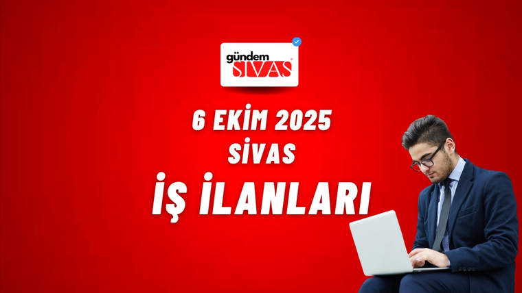 Kırmızı arka planda, bilgisayar kullanan bir kişi ve 'İş İlanları' yazısı yer alıyor.