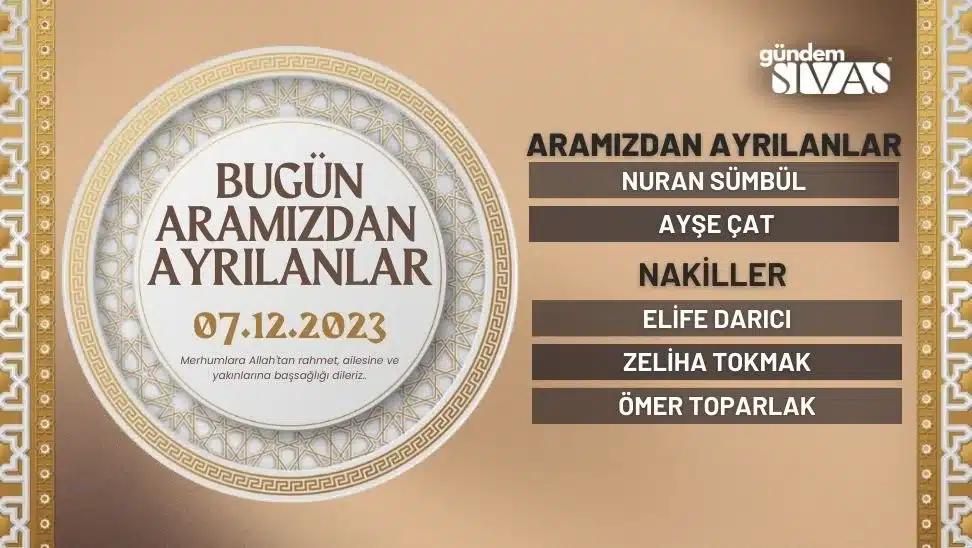 Bugün Aramızdan Ayrılanlar - 07.12.2023