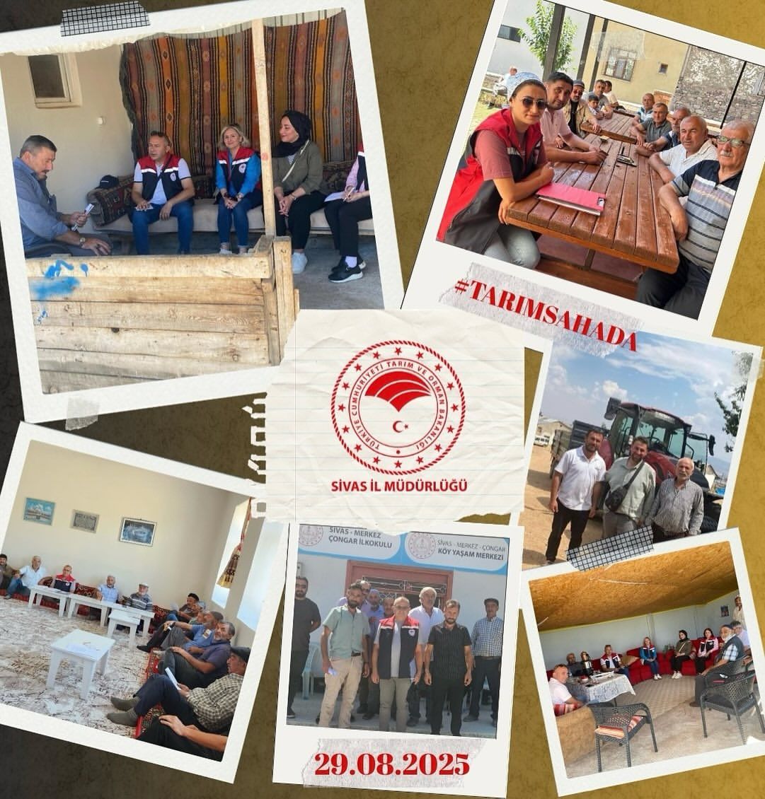 Bir grup insan, masanın etrafında oturarak tarım konularında bilgilendirme toplantısı yapıyor.