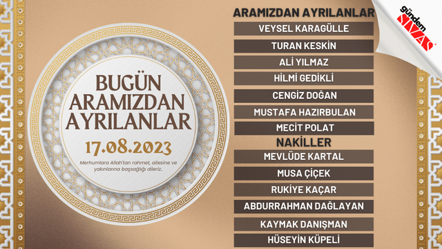17.08.2023 Sivas Vefat Edenler