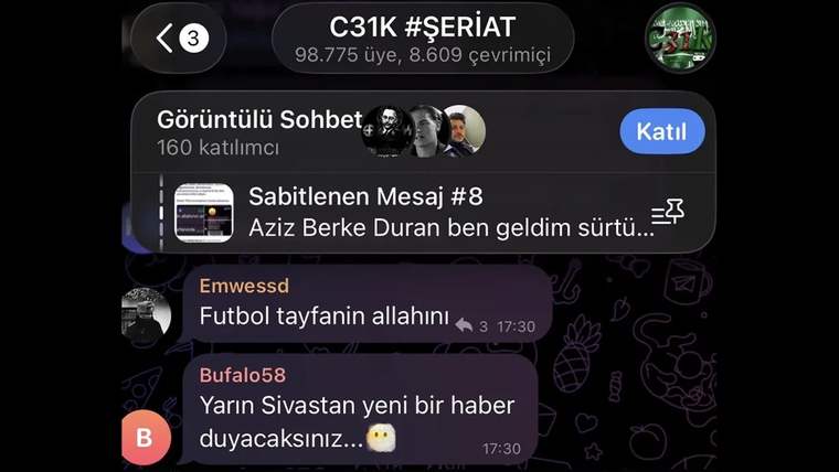 Sohbet odasında kullanıcıların mesajlaştığı bir ekran görüntüsü, katılımcı sayısı 160.