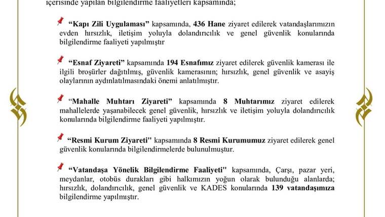 Sivas Emniyeti Eylül Ayında Vatandaşları Bilinçlendirme Çalışmalarına Hız Verdi