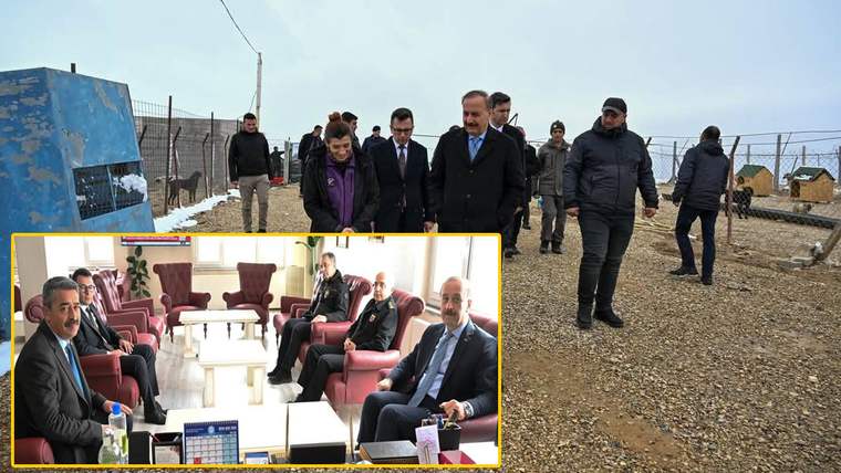 Isparta Valisi Abdullah Erin ve beraberindekiler, açık alanda yürüyüş yapıyorlar.