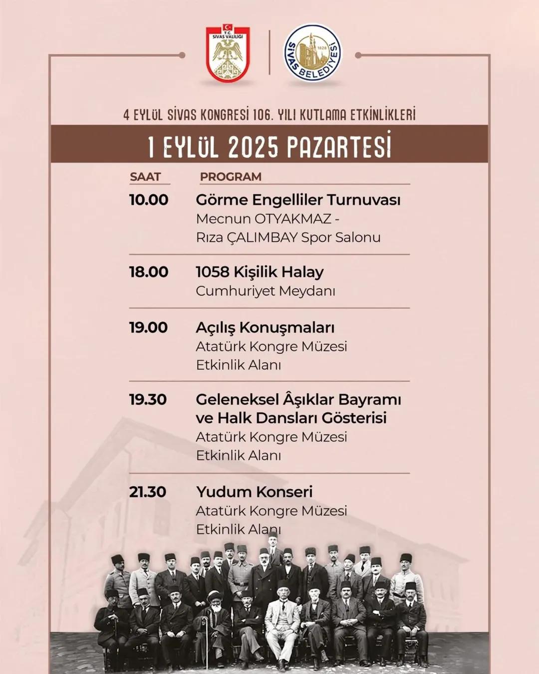 Sivas Kongresi'nin 106. Yılı Coşkuyla Kutlanacak: Etkinlikler Başlıyor