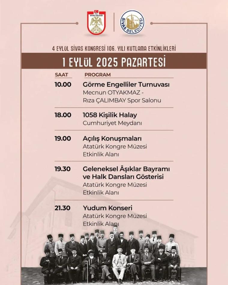 Sivas Kongresi'nin 106. Yılı Coşkuyla Kutlanacak: Etkinlikler Başlıyor