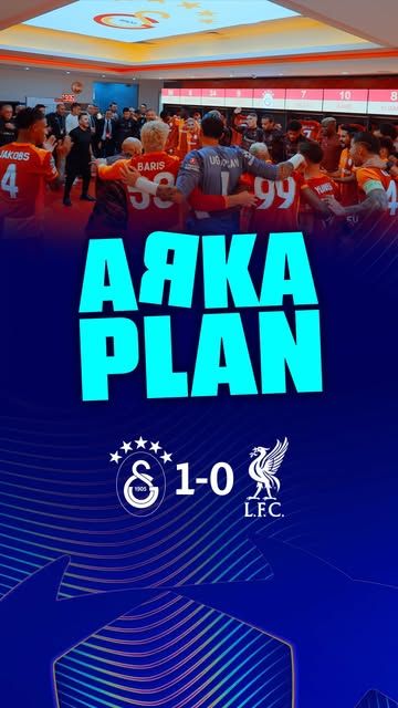 Mavi zemin üzerinde “ARKA PLAN” yazısı, Galatasaray ve Liverpool armaları ile 1-0 skoru görülüyor.