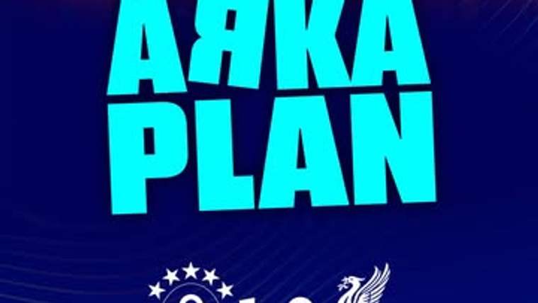 Mavi zemin üzerinde “ARKA PLAN” yazısı, Galatasaray ve Liverpool armaları ile 1-0 skoru görülüyor.