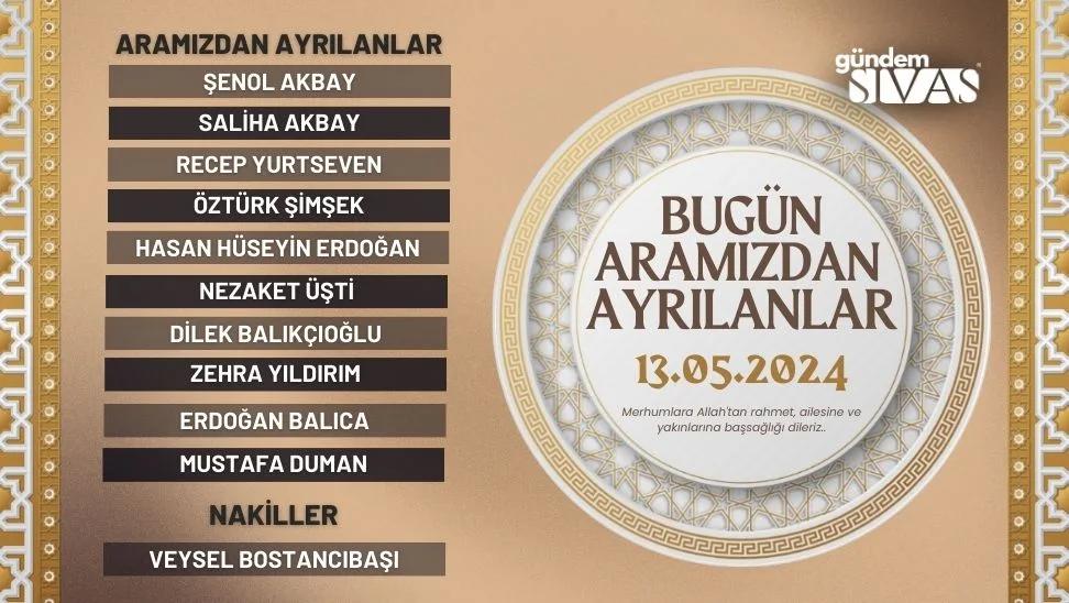 Sivas Vefat Edenler - 13.05.2024