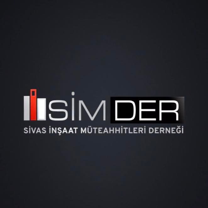 Sivas İnşaat Müteahhitleri Derneği'nin logosu, siyah arka planda yer alıyor.