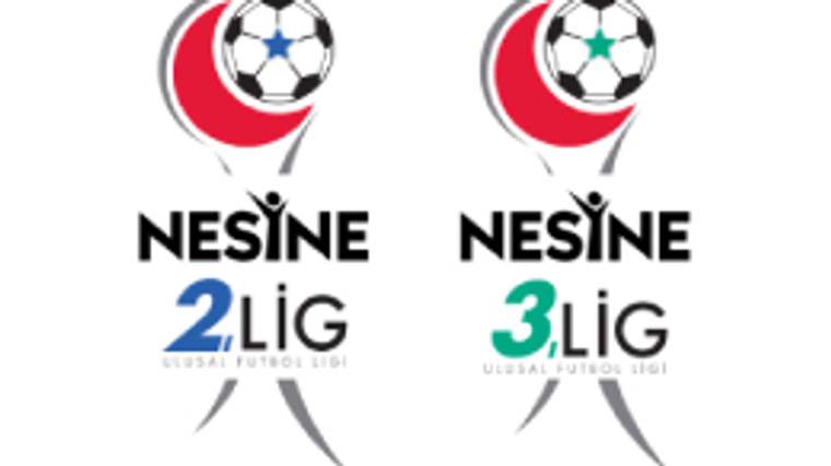 Beyaz zeminde yan yana Nesine 2. Lig ve Nesine 3. Lig logoları yer alıyor.