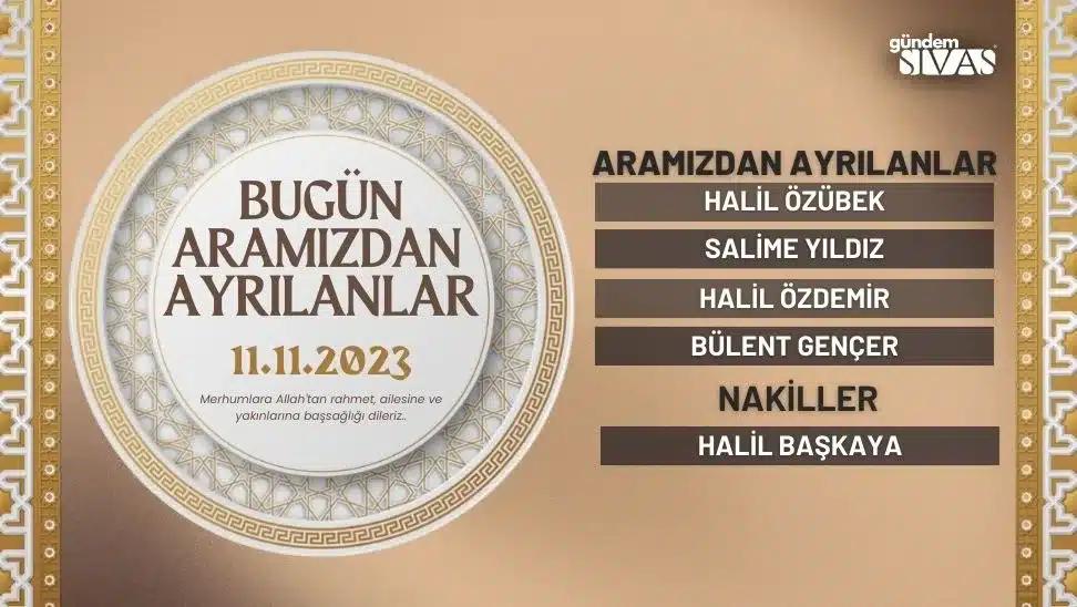 Aramızdan Ayrılanlar" başlıklı bir liste, 11.11.2023 tarihini içeriyor ve isimler sıralanmış.