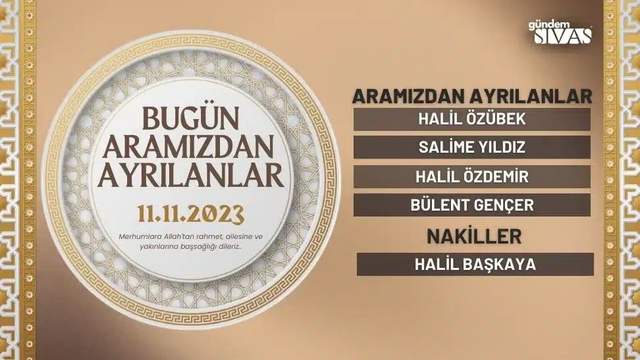 Aramızdan Ayrılanlar - 11.11.2023
