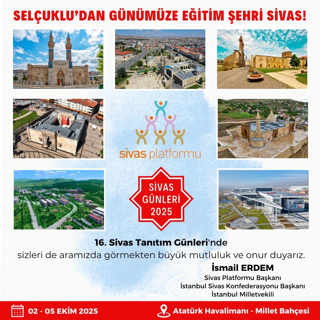 16. Sivas Tanıtım Günleri İstanbul’da Başlıyor (2-5 Ekim 2025)