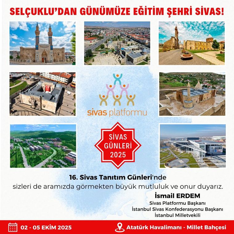 16. Sivas Tanıtım Günleri İstanbul’da Başlıyor (2-5 Ekim 2025)