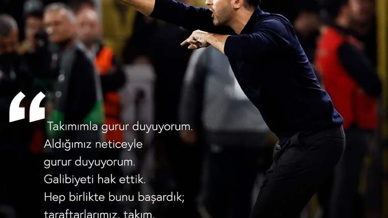 Saha kenarında kollarını uzatarak işaret eden bir adamın yanında, beyaz tırnak işaretli alıntı metni yer alıyor.