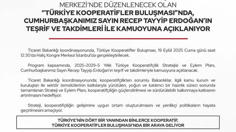 Türkiye Kooperatifçilik Stratejisi Açıklanıyor: 5 Yıllık Yol Haritası Belli Oldu