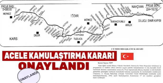 Kars-Iğdır-Nahçıvan Demiryolu Projesinde acele kamulaştırma kararı - Birlik Haber Ajansı