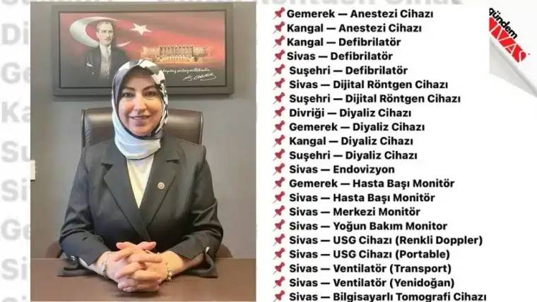 Bir kadın, arkasında Atatürk portresiyle birlikte oturuyor ve bir liste tutuyor.