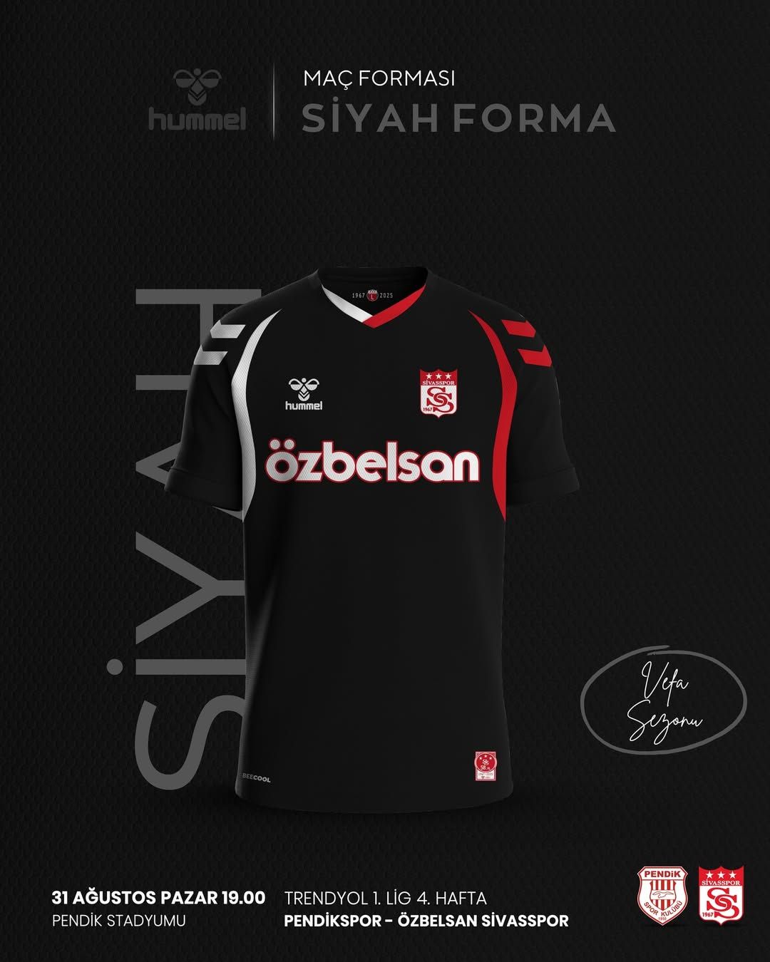 Sivasspor, Pendikspor Karşılaşmasında Siyah ve Mavi Kombinasyonuyla Sahaya Çıkacak