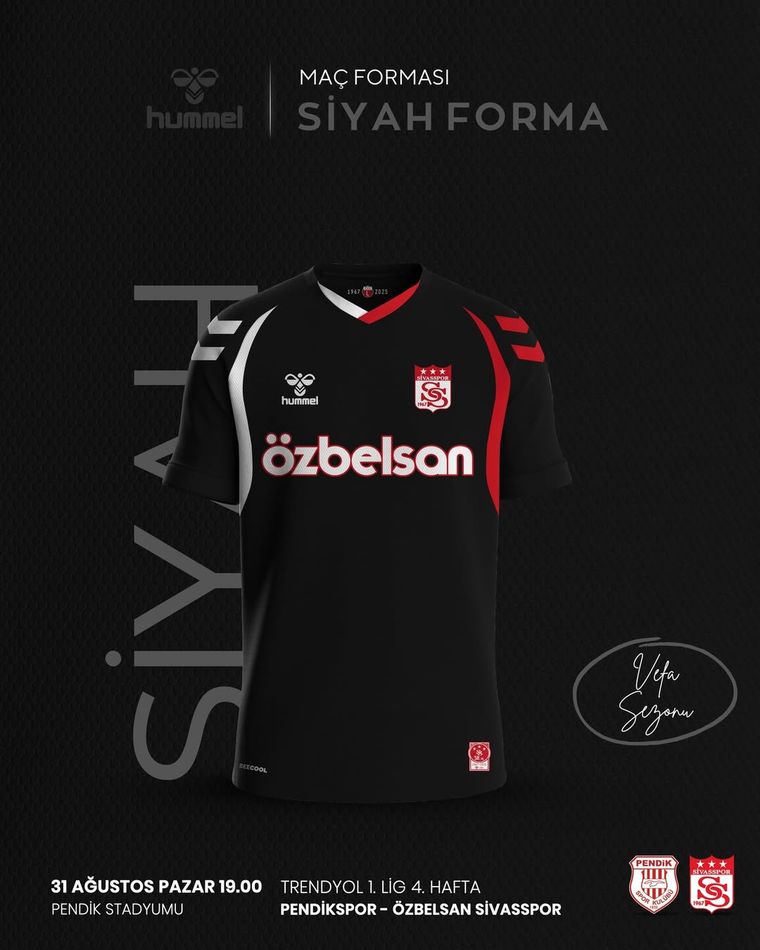 Sivasspor, Pendikspor Karşılaşmasında Siyah ve Mavi Kombinasyonuyla Sahaya Çıkacak