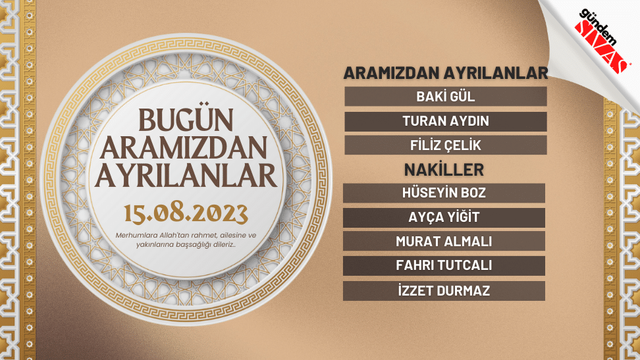 16.08.2023 Sivas Vefat Edenler
