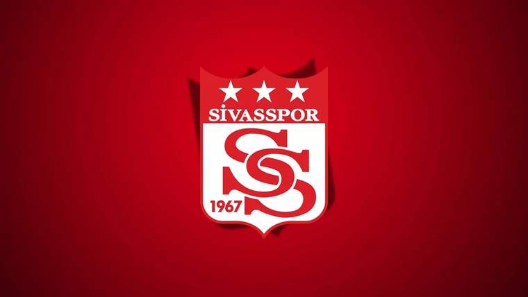 Kırmızı zemin üzerinde üç yıldızlı, üzerinde SİVASSPOR yazan ve 1967 tarihli kulüp arması