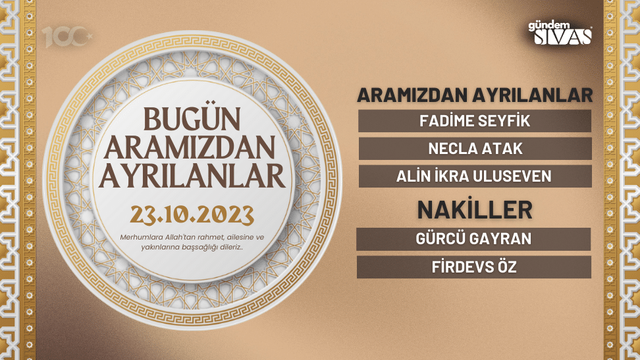 Hayatını Kaybedenler - 23.10.2023