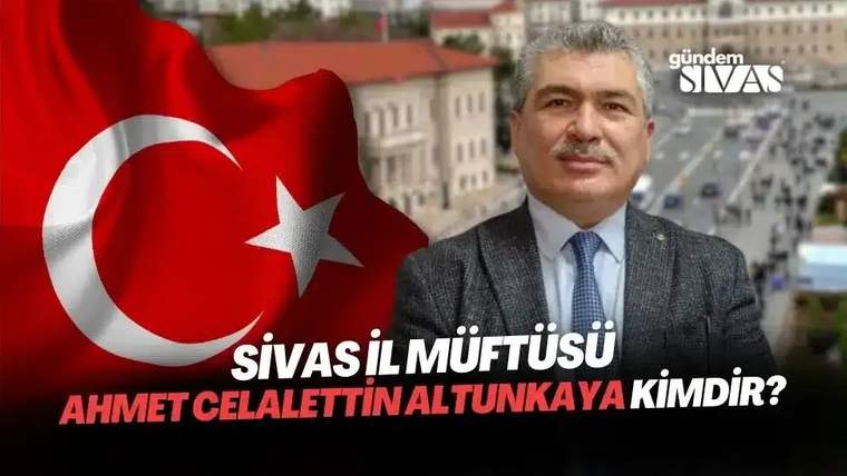 Arka planda Türk bayrağı ve Sivas manzarası ile bir kişi gülümseyerek poz veriyor.