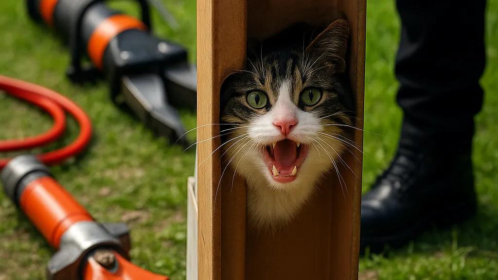 Sivas'ta Başı Dolaba Sıkışan Kedi İtfaiye Tarafından Kurtarıldı