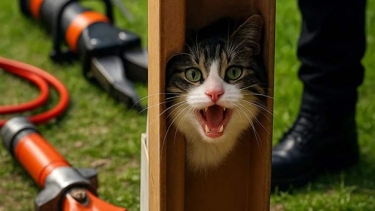 Sivas'ta Başı Dolaba Sıkışan Kedi İtfaiye Tarafından Kurtarıldı