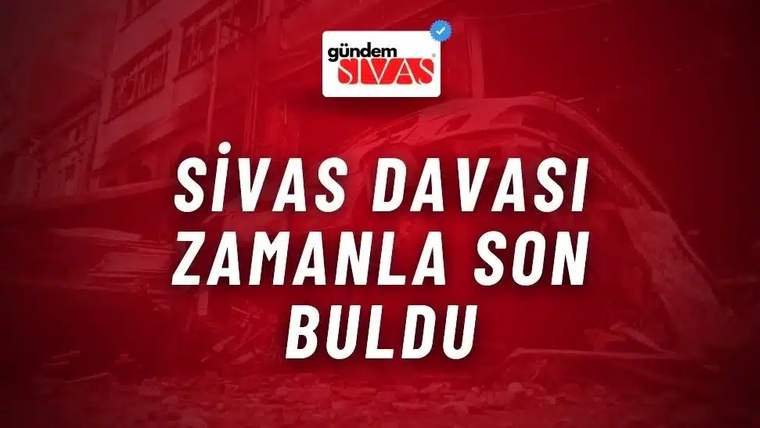Kırmızı zeminli haber grafiğinde üstte Gündem Sivas logosu, ortada büyük beyaz yazılar ve silik bir arka plan bulunuyor.