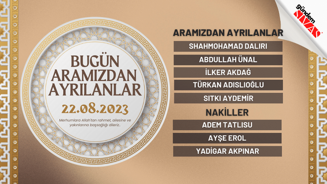 22.08.2023 Sivas Vefat Edenler