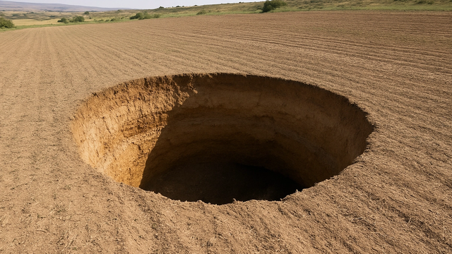 Sivas'ta 8 Metre Derinliğinde Obruk Oluştu! Dereköy'de Panik Yarattı