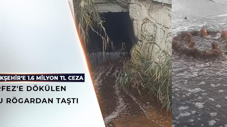Taş duvarlı bir su geçidinin önünde çamurlu su birikiyor; sağda köpüklü, akıntılı su görülüyor.