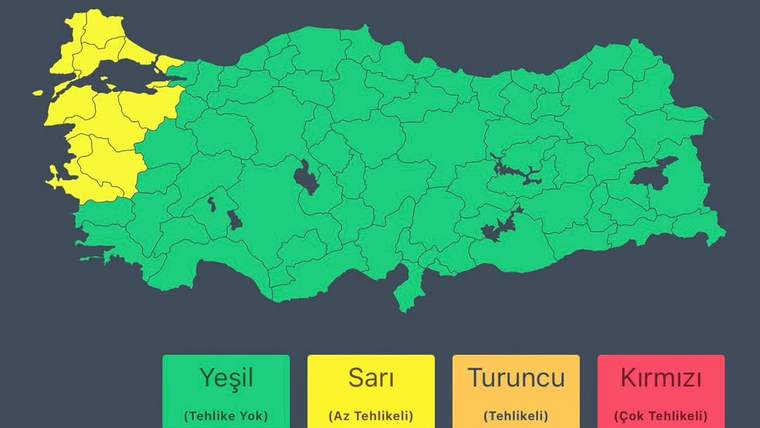 Marmara Bölgesi'nde Hafta Başında Kuvvetli Sağanak ve Fırtına Bekleniyor