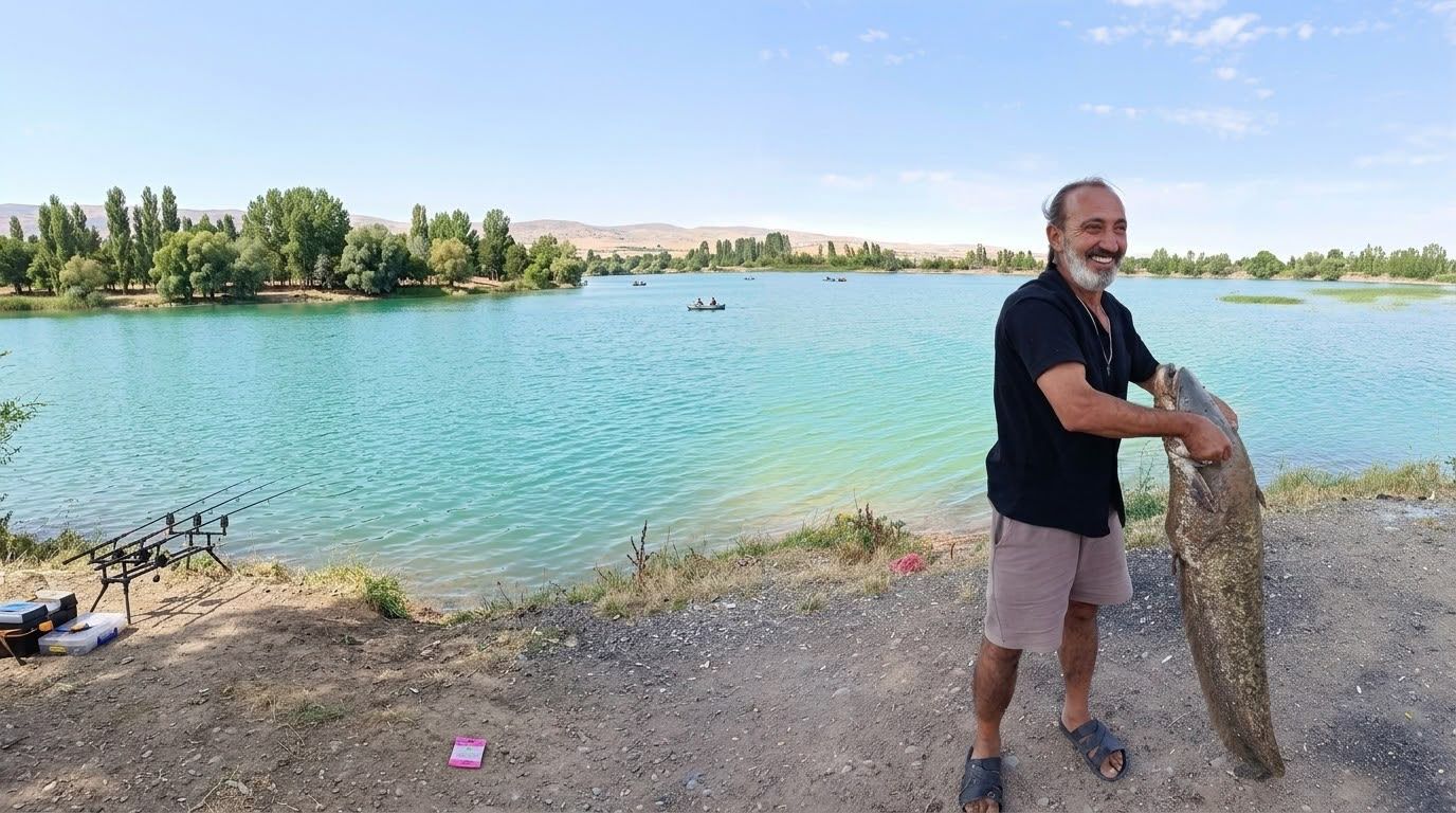 Sivas’ta Serpincik Göleti’nde şaşırtan av!