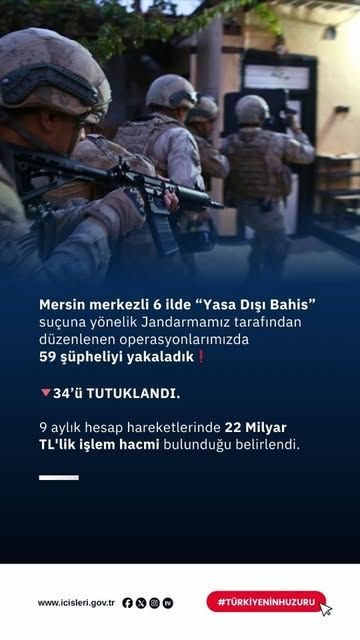 Mersin'de Yasa Dışı Bahis Operasyonu: 59 Şüpheli Yakalandı, 22 Milyar TL'lik İşlem Hacmi Tespit Edildi