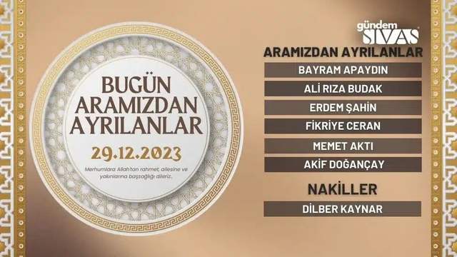 Bugün Hayatını Kaybedenler - 29.12.2023