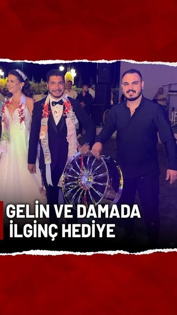 Gelin ve damat, düğünlerinde takı olarak jant tutuyorlar.