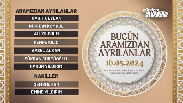 Sivas'ta Vefat Edenler - 16.05.2024