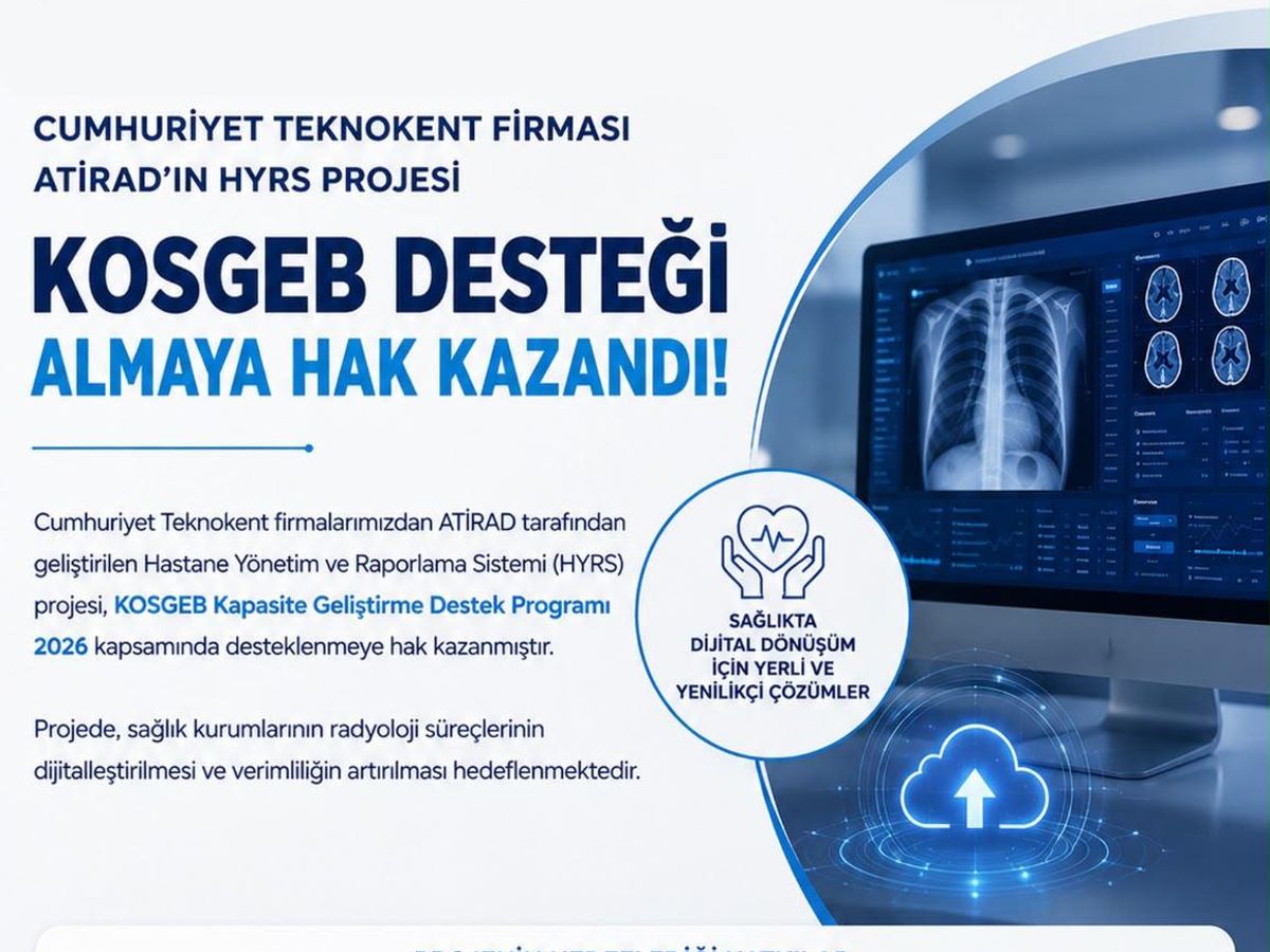 Cumhuriyet Teknokent Firmalarımızdan ATİRAD’ın Yapay Zekâ Destekli "HYRS" Projesine KOSGEB Desteği
