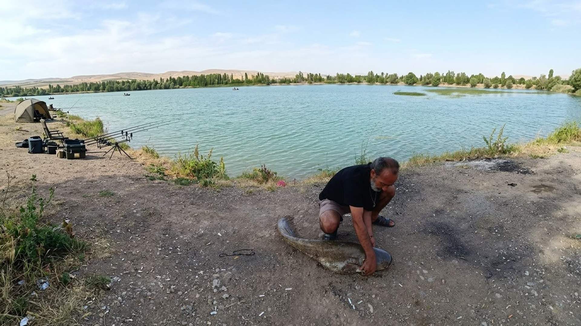Sivas’ta Serpincik Göleti’nde şaşırtan av!