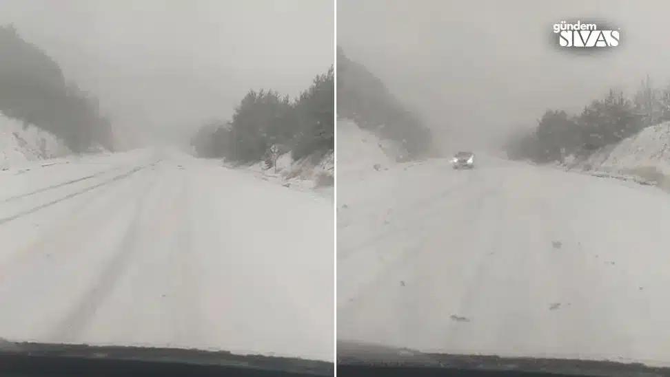 Sivas'ta Kış Mesaisi Başladı, Sürücüler Zorlandı