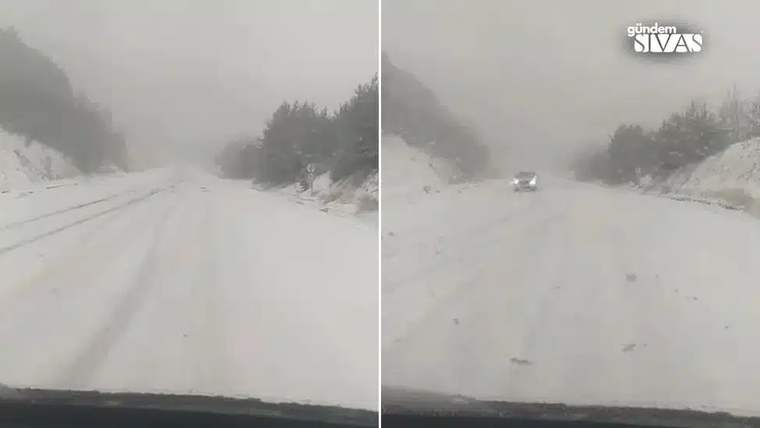 Sivas'ta Kış Mesaisi Başladı, Sürücüler Zorlandı