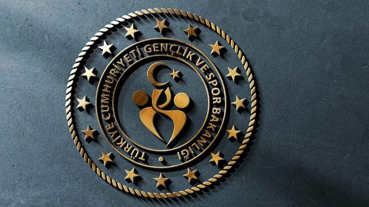 Türkiye Cumhuriyeti Gençlik ve Spor Bakanlığı'nın logosu, yuvarlak bir çerçeve içinde yer alıyor.