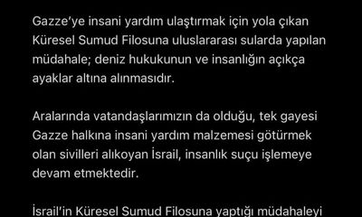 Gazze'ye İnsani Yardım Filosuna Uluslararası Sularda Müdahale