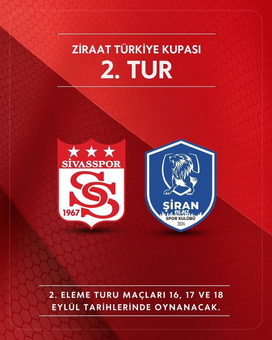 Sivasspor Ziraat Türkiye Kupası'nda Şiran Yıldız Spor Kulübü ile Eşleşti